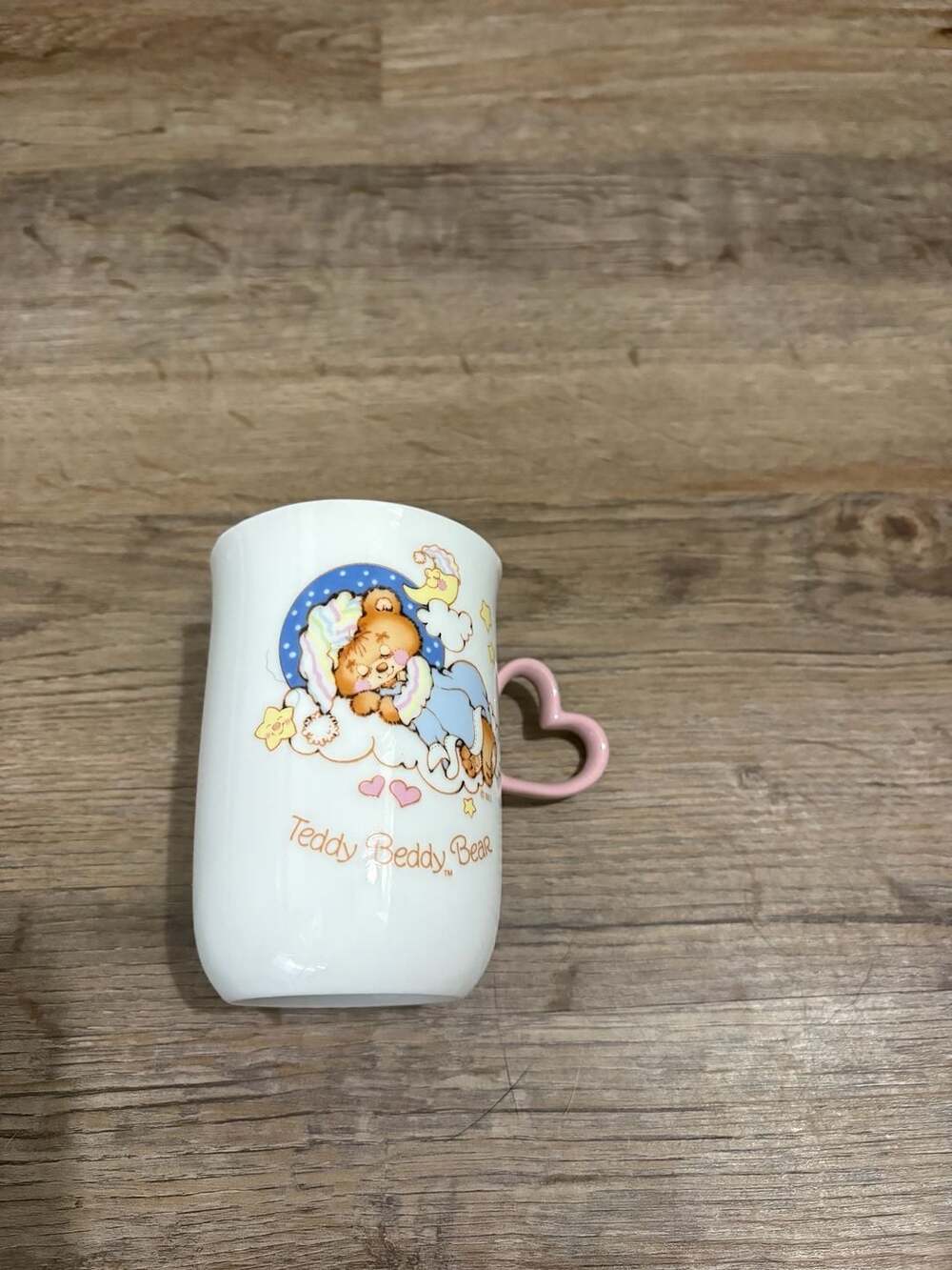Vintage 1982 Enesco Teddy Beddy Bear Ceramic Mug with Pink Heart Handle